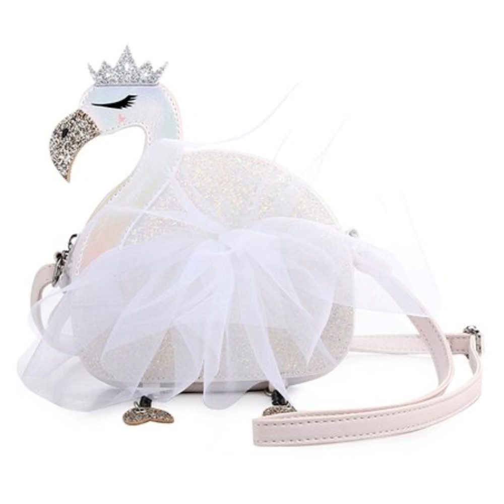 OMG Accessories White Swan Crossbody Bag Little Girls